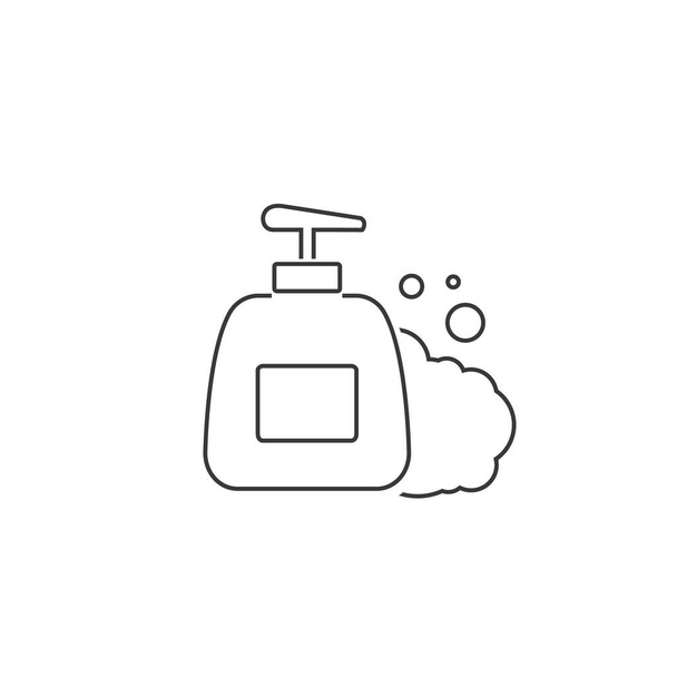 Garrafa de bomba de sabão, ícone de linha relacionada ao serviço de limpeza, design de glifo. Vector plano - Vetor, Imagem