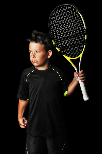 Portrait of handsome boy with tennis equipment - Фото, изображение