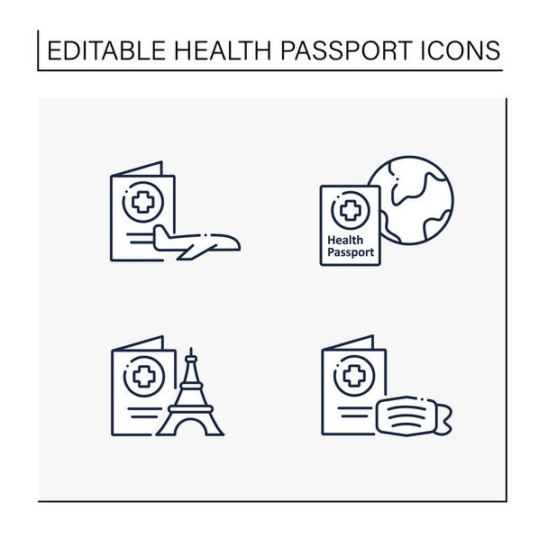 Иконки линий паспортов здоровья - Вектор,изображение