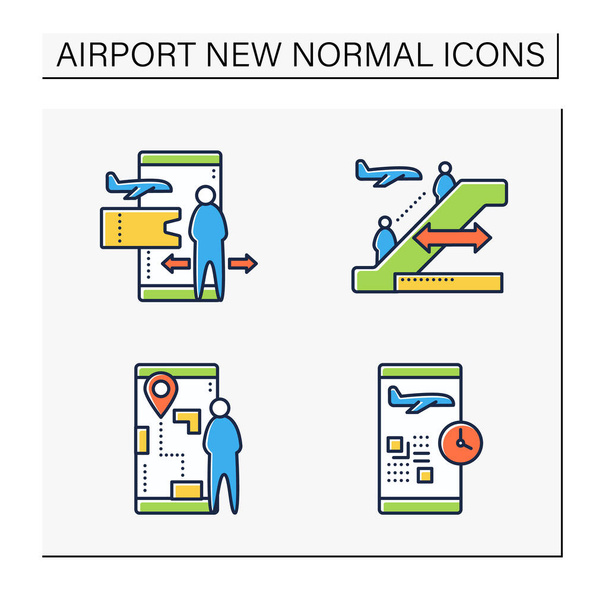 Airport új normál szín ikonok készlet - Vektor, kép