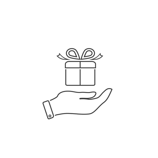 Vektorový ilustrační dárek v ikoně čáry ruky - Vektor, obrázek