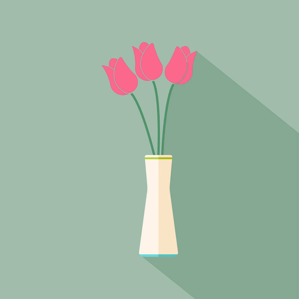 Vase with purple tulips vector graphics - Vector, Image
