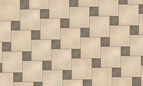 Horizontal square beige colored ceramic tiles. Seamless pattern, square beige and brown tiles.Vector illustration. - Vector, Image