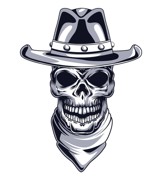 cowboy skull head - Vector, Image