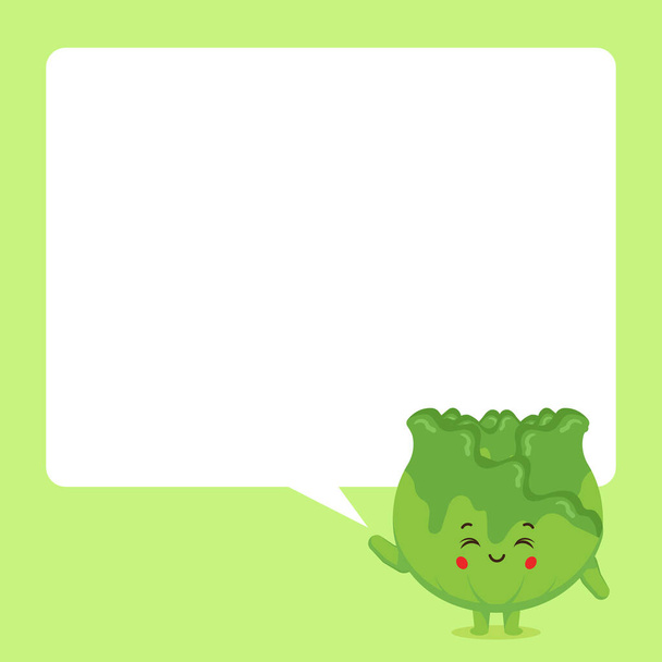 Cute Cabbage with Speech Bubbles - Vector, Image