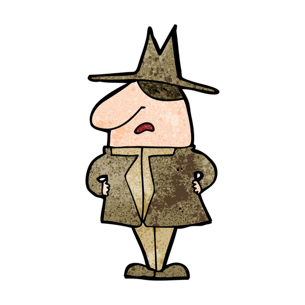 cartoon man in coat and hat - Вектор, зображення