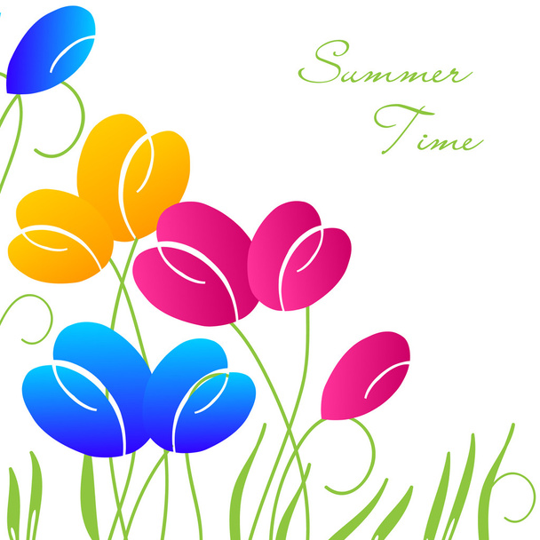 Abstract background with multicolored bright tulip flowers - Vector, imagen
