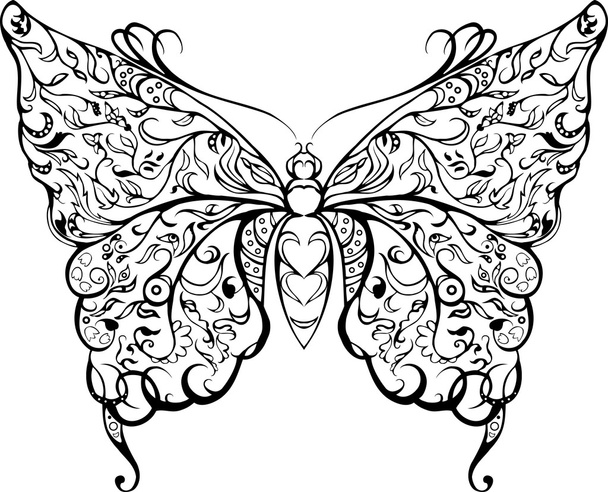Black lace butterfly - Вектор,изображение