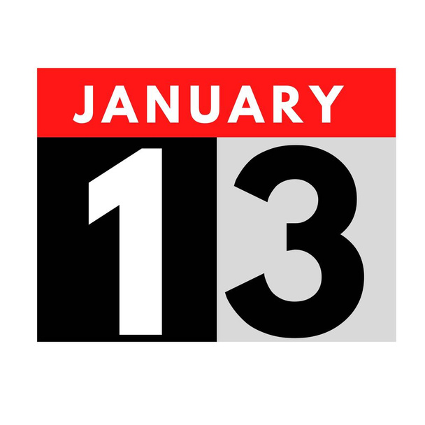 13 de enero. Icono de calendario diario plano .date, día, mes .calendar para el mes de enero - Foto, imagen