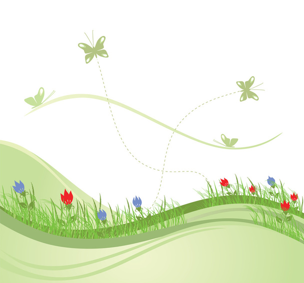 Ilustración de vector campo verde primavera. esta imagen es una ilustración vectorial. - Vector, afbeelding