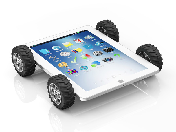 Modern Touchscreen Smartphone on Wheels - Фото, изображение