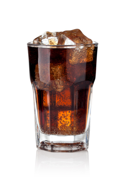 Szkło Cola z kostkami lodu - Zdjęcie, obraz
