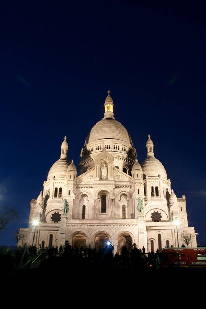 Basílica de Sacre-Coeur à noite, Paris - Foto, Imagem