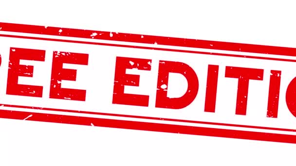 Grunge vermelho edição gratuita palavra quadrado borracha selo selo zoom no fundo branco - Filmagem, Vídeo