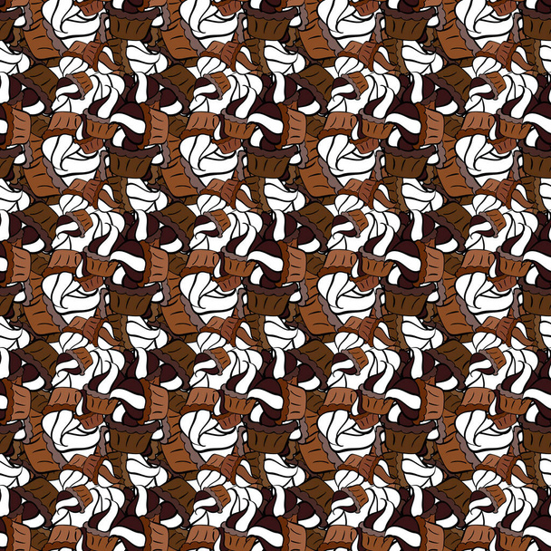 Vector - stock. Seamless background pattern. Doodles on black, white and brown colors. Watercolor, hand drawn. - Vector, Image