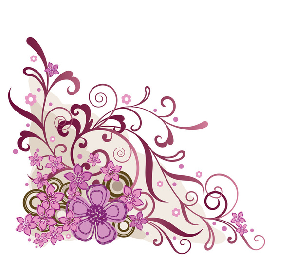 Pink floral corner design element. This image is a vector illustration. - Vector, afbeelding