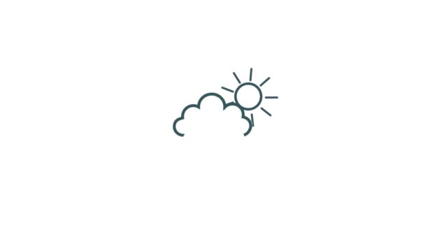 Nap felhő szél animált ikon. Fehér alapon elszigetelve. - Felvétel, videó