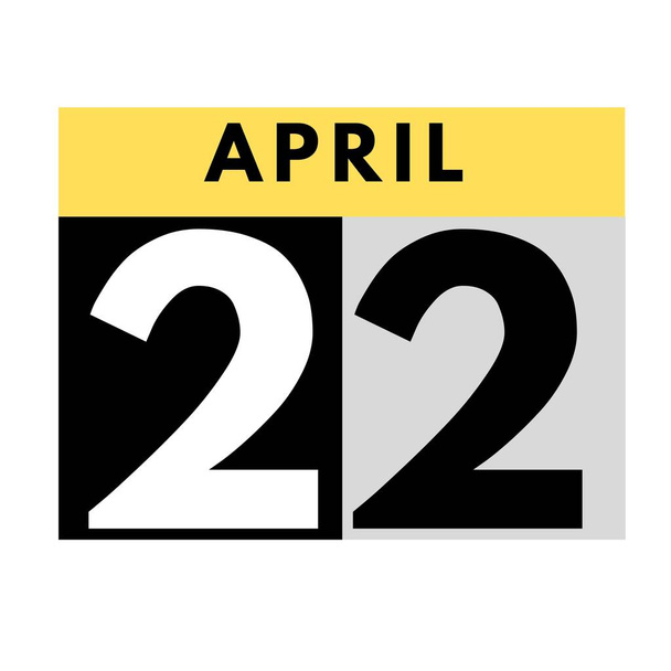 22 de Abril. Ícone de calendário diário plano .date, dia, mês .calendar para o mês de abril - Foto, Imagem