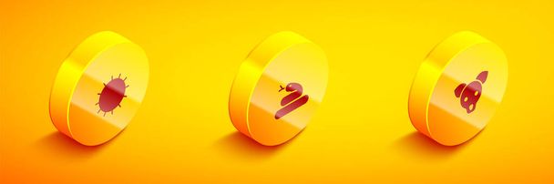 Set Isometric Sun, Snake and Dog icon. Vector. - Vector, Image