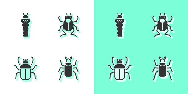 Set Beetle bug, Larva insetto, Puzza e icona. Vettore. - Vettoriali, immagini