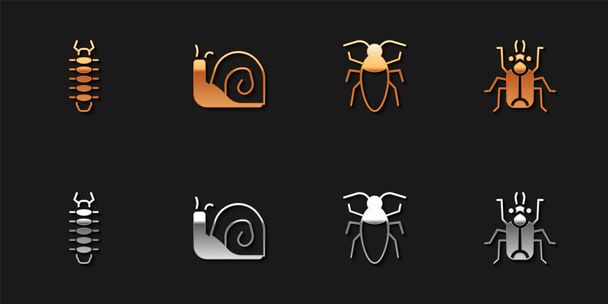 Définir l'icône de bug Centipede, Escargot, cafard et scarabée. Vecteur. - Vecteur, image