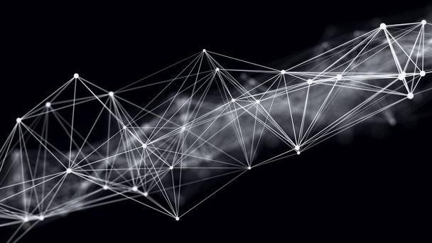 Polygonaler Hintergrund mit Punkten und Linien. Netzwerkverbindungsstruktur. Wissenschaft und Technologie. 3D-Darstellung - Foto, Bild