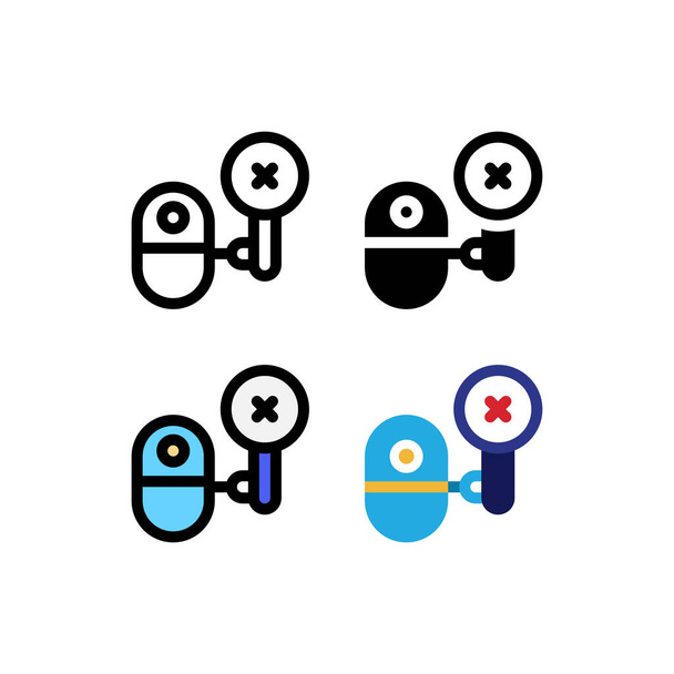 Mini Robot kereső és kereső ikon, logó és illusztrációs vektor törlése vagy eltávolítása - Vektor, kép