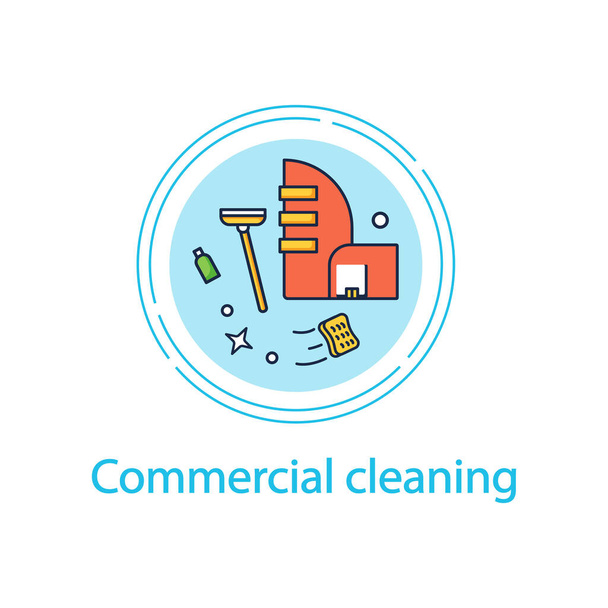 Icono de línea concepto de limpieza comercial - Vector, imagen