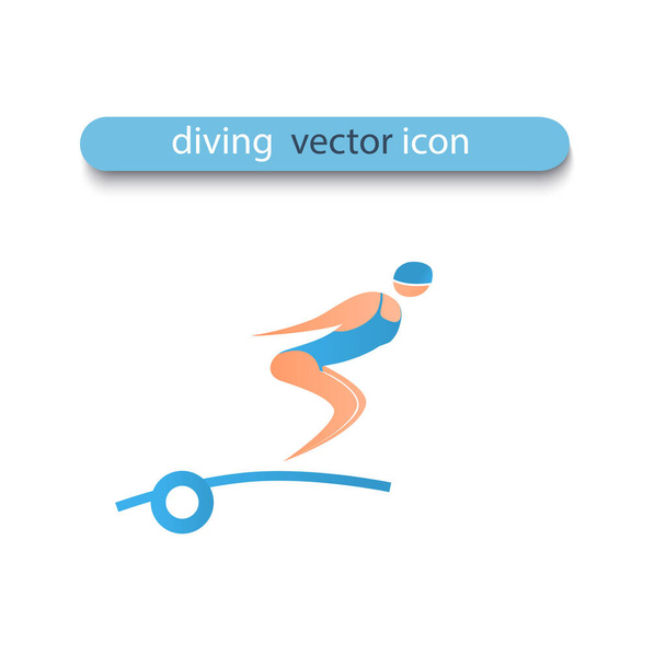 Een atleet springt van duikplank in het water. - Vector, afbeelding