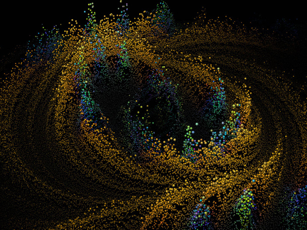 Экструзионный фон зеленого и золотого фракталов сфер для научно-образовательной иллюстрации. - Фото, изображение