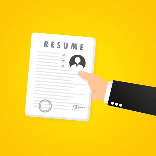 Resume icon set. Searching a job. Selecting staff. Searching professional staff. Analyzing personnel resume. Resume form. Concept of employment. Vector on isolated white background. EPS 10. - Vector, Image