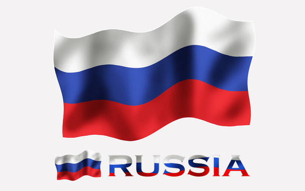 Σημαία εμβλήματος Ρωσίας με κείμενο RUSSIA για απεικόνιση σημαίας copyspace / Ρωσίας με κείμενο RUSSIA και λευκό χώρο - Φωτογραφία, εικόνα