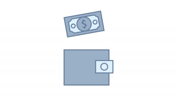 πορτοφόλι χρήματα δολάριο μετρητά τράπεζα ασφάλεια.4K animation - Πλάνα, βίντεο