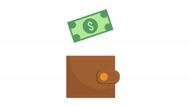 portemonnee geld dollar cash veiligheid banking.4K animatie - Video