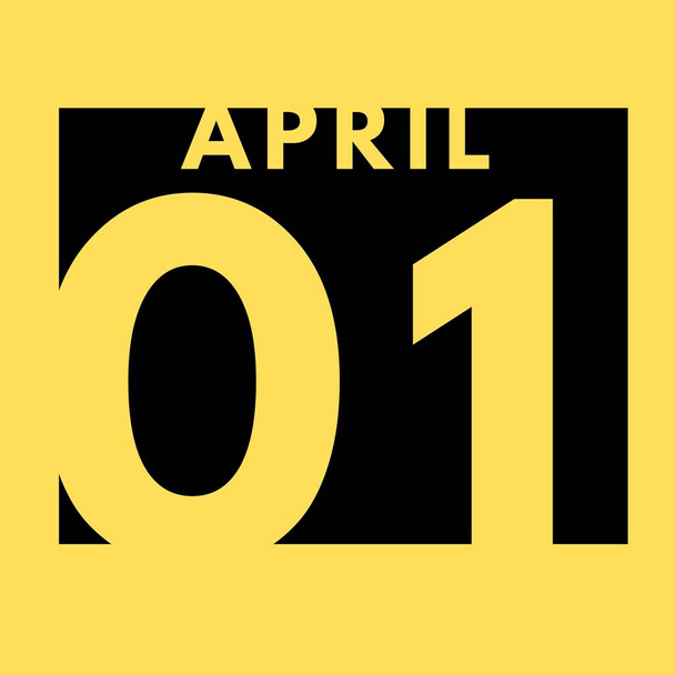 1 апреля. плоская иконка ежедневного календаря .дата, день, месяц .календарь на апрель месяц - Фото, изображение
