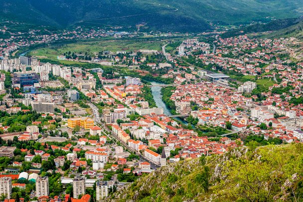 The view from high on the city of Mostar - Фото, изображение