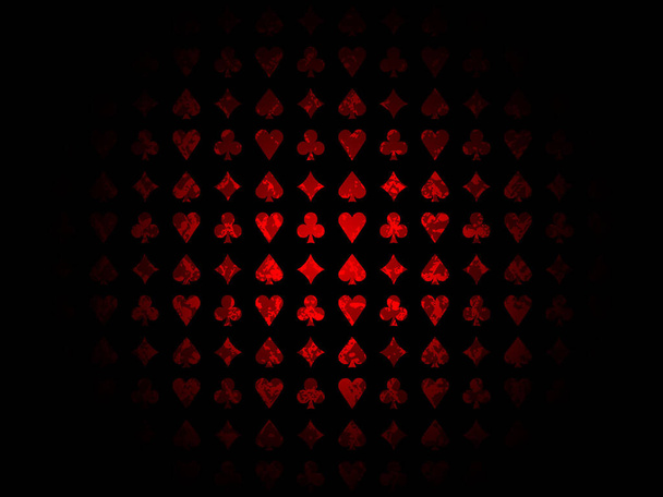 Karta garnitury wzór zacienione centrum czerwony z efektem grunge - Wektor, obraz