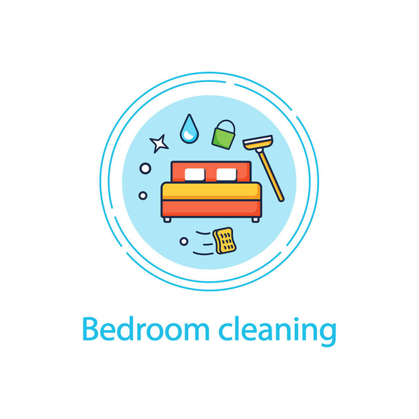 Bedroom cleaning concept line icon - Vector, Image