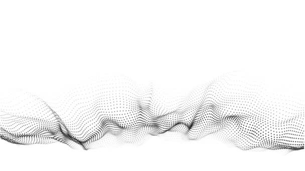 Une vague de particules en mouvement. Illustration 3D abstraite sur fond blanc. - Séquence, vidéo