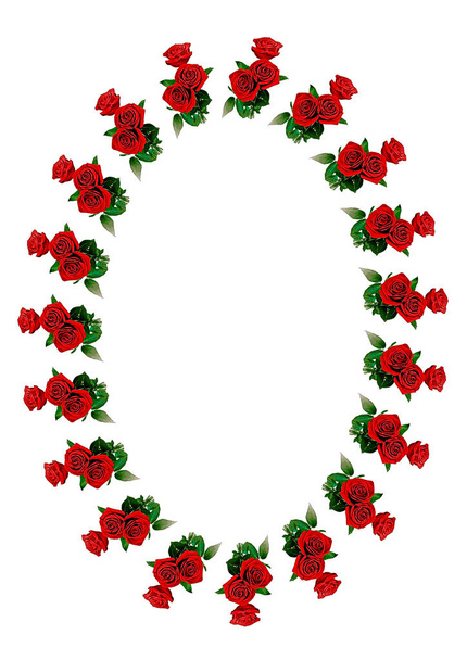 Cadres - un bouquet de trois roses rouges. Fleurs sur le fond blanc de l'A4, image verticale. Isoler. Plantes - Vecteur, image