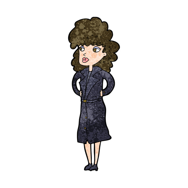 トレンチ コートの漫画の女性 - ベクター画像