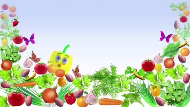 Animiertes Video mit einem 3D-Charakterpfeffer. Für Videos mit einer Handlung über Lebensmittel, Gemüse und kulinarische Themen. Für Intro, Übergänge und Endungen. - Filmmaterial, Video