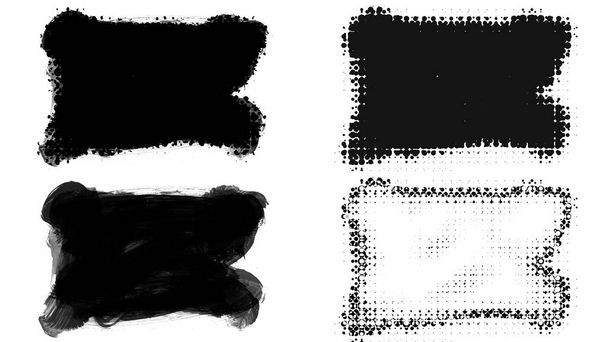Zwarte penseelstreek en textuur. Grunge abstracte handgeschilderde elementen. Onderstreep en grensontwerp. - Foto, afbeelding