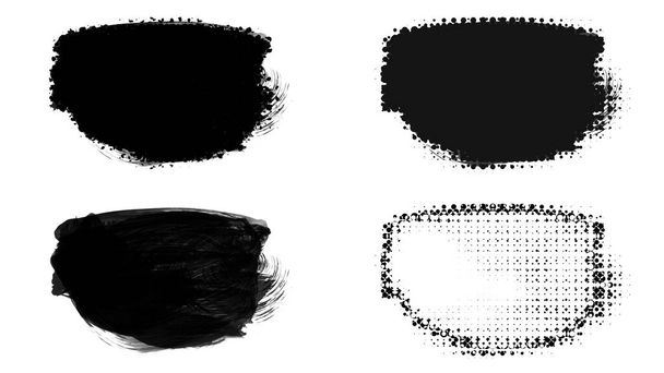 Zwarte penseelstreek en textuur. Grunge abstracte handgeschilderde elementen.  - Foto, afbeelding