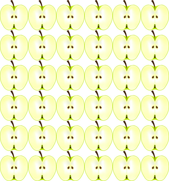 Безшовний візерунок з зеленими яблучними половинками
 - Вектор, зображення