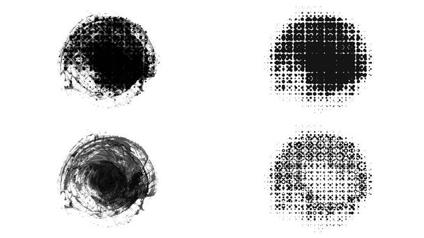Černý tah štětcem ve tvaru kruhu a textury. Grunge abstraktní ručně malované prvky. Podtržení a návrh okrajů. - Fotografie, Obrázek