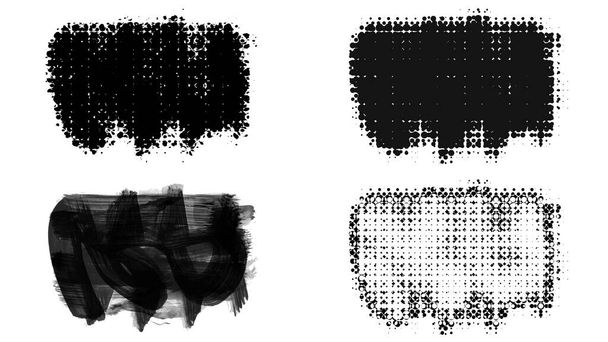 black grunge ink brush strokes on white background - Photo, Image