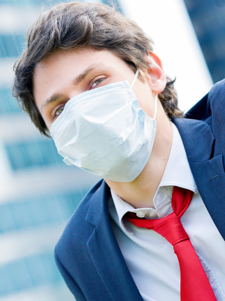 Junior executives dynamics  wearing protective face mask against - Foto, Imagen