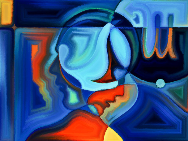 Barevný malovaný design lidských hlav připomínající barevný vzor skla. - Fotografie, Obrázek