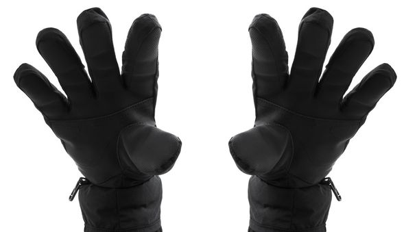 Two hand in black gloves isolated on white background - Photo, Image